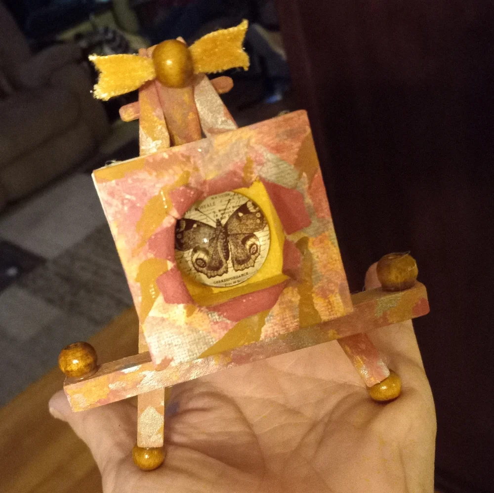 Hand Crafted Miniature "Busted" Canvas Painting - Picture 2 of 3